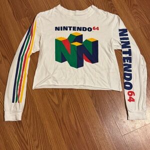 Nintendo 64 Graphic‎ Long Sleeve Cropped Shirt Size S Vintage Y2k